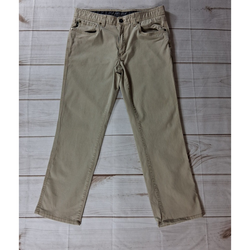 GH Bass & Co Mens Stretch Canvas Pants 32x30 W32 L30 Khaki Tan Flex 5-Pocket Chi